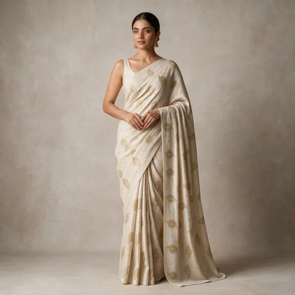 Cream_Paisley_Print_Saree_For_Women