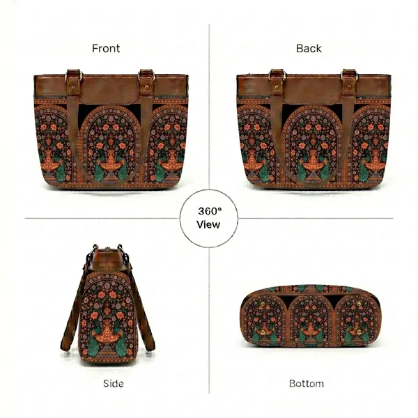 Brown_Printed_Tote_Handbag_For_Women