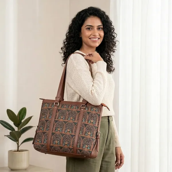 Brown_Faux_Leather_Printed_Tote_Bag_For_Women