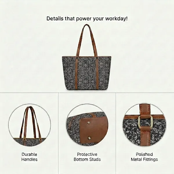 Grey_Floral_Print_Tote_Bag_For_Women