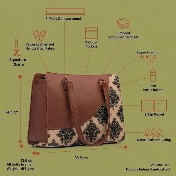 Brown_Floral_Print_Tote_Bag_For_Women