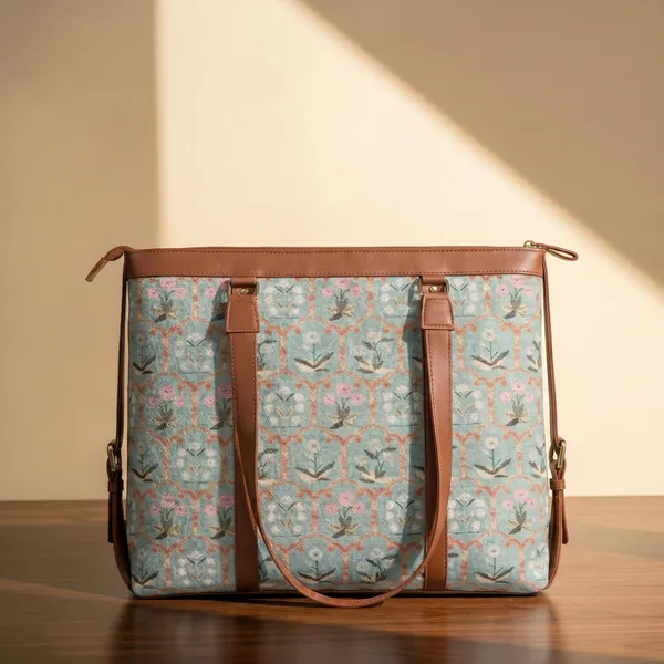 Blue_Fabric_Floral_Print_Tote_Bag_For_Women