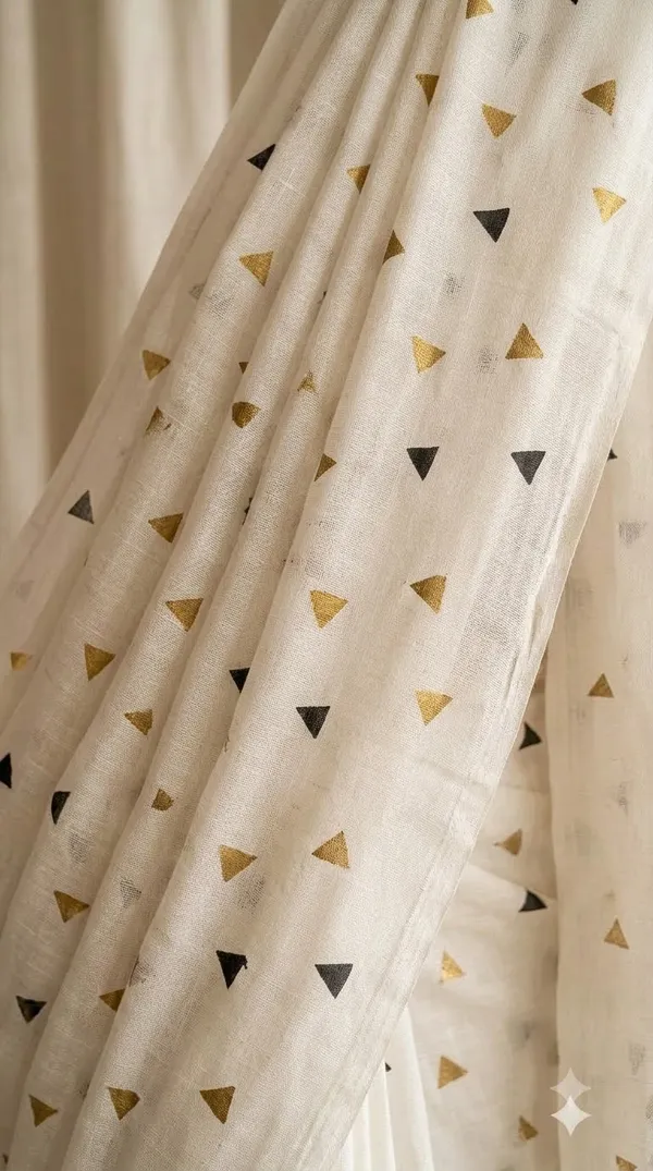 White_Cotton_Geometric_Print_Saree_For_Women