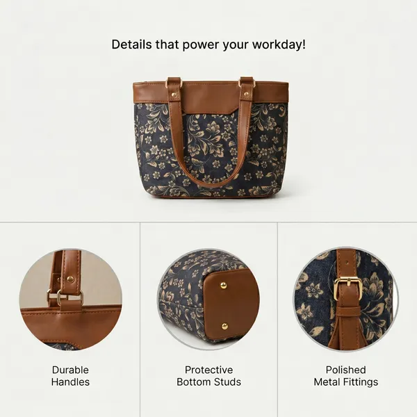 Brown_Floral_Print_Tote_Bag_For_Women