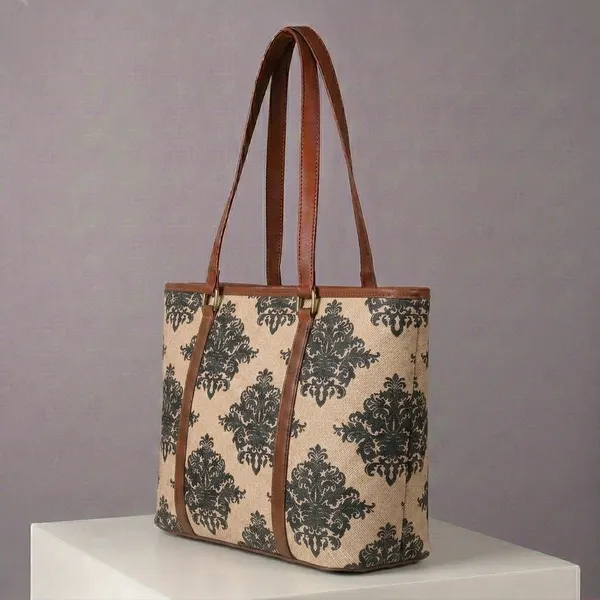 Beige_Printed_Canvas_Tote_Bag_For_Women