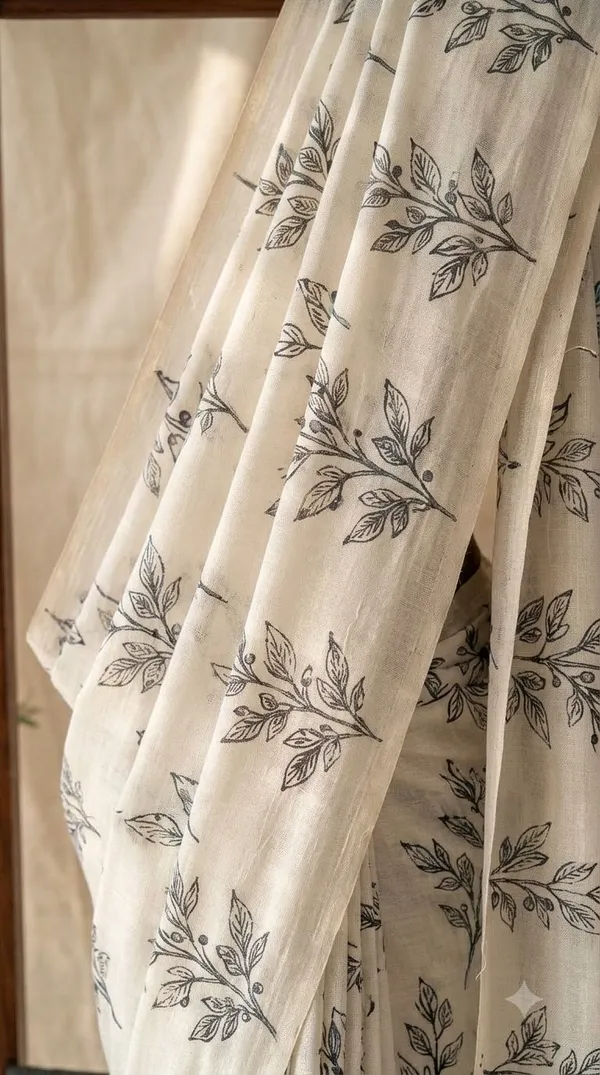 Ivory_Botanical_Print_Saree_For_Women