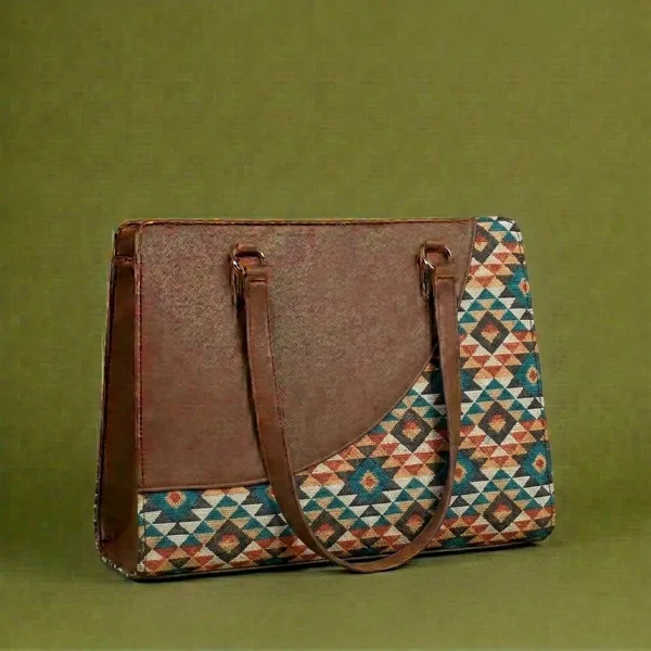 Brown_Geometric_Print_Tote_Bag_For_Women