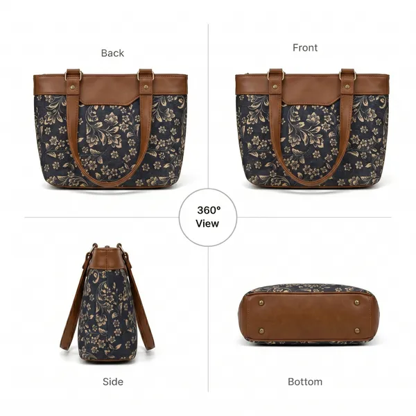 Brown_Floral_Print_Tote_Bag_For_Women