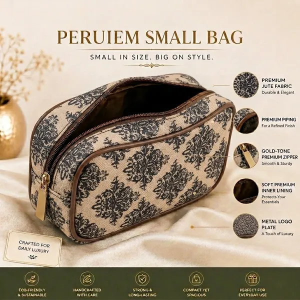 Beige_Printed_Fabric_Makeup_Pouch_For_Women
