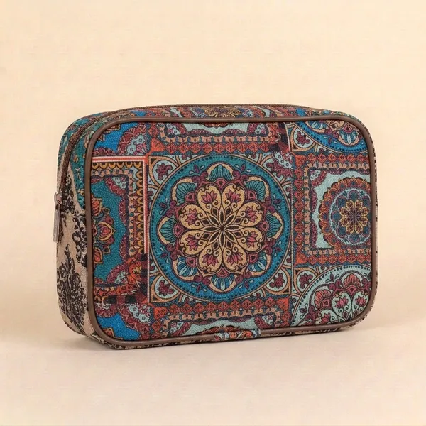 Multicolor_Printed_Zippered_Cosmetic_Pouch_For_Women