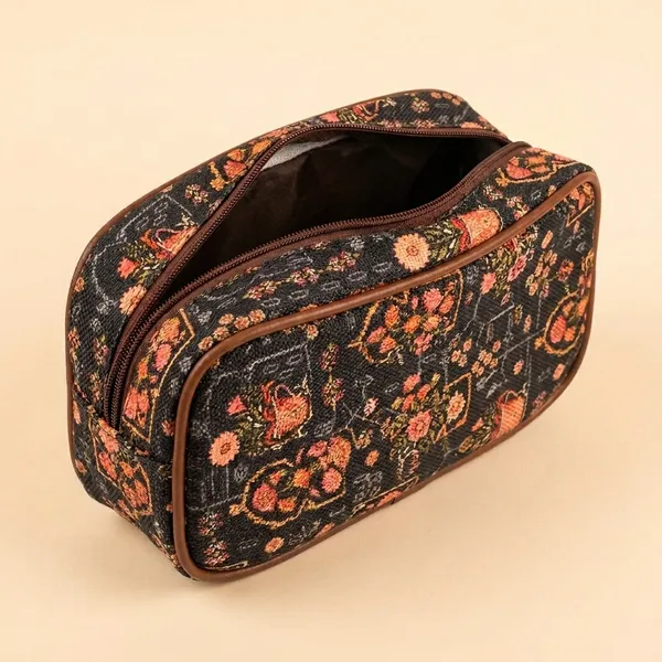 Black_Fabric_Floral_Print_Cosmetic_Bag_For_Women