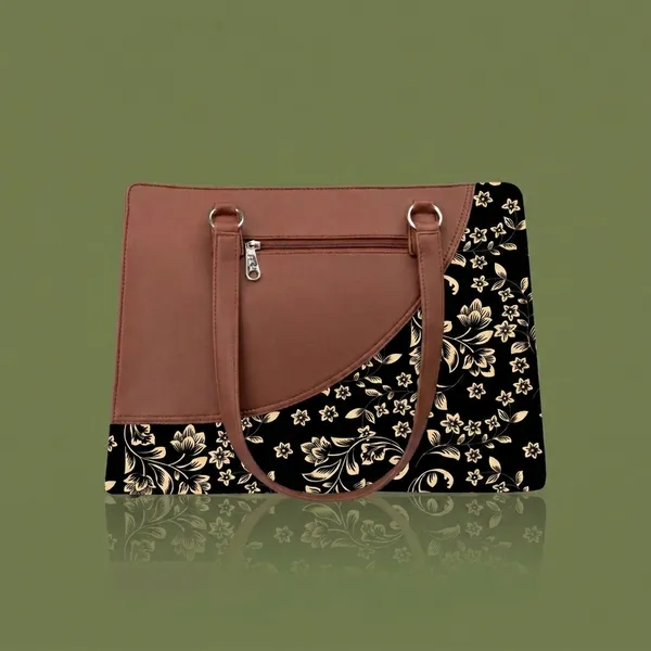 Brown_Floral_Print_Tote_Bag_For_Women