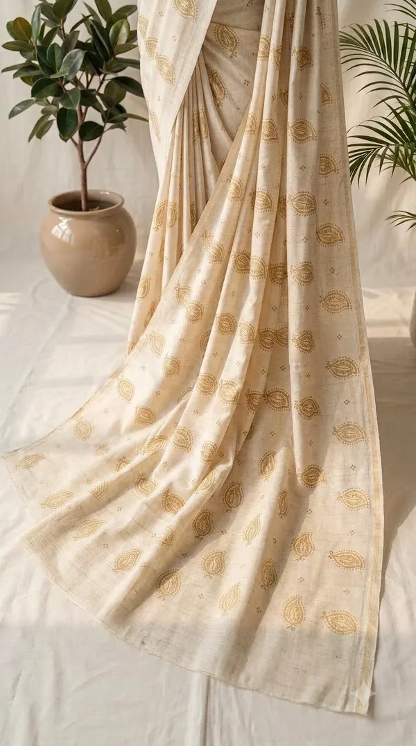 Cream_Paisley_Print_Saree_For_Women
