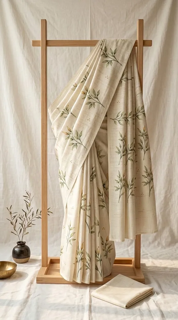 Cream_Cotton_Floral_Print_Saree_For_Women