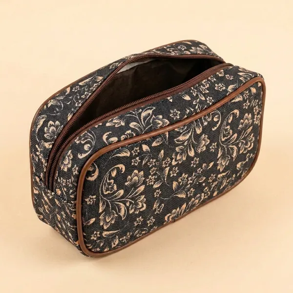 Black_Jute_Floral_Print_Cosmetic_Bag_For_Women