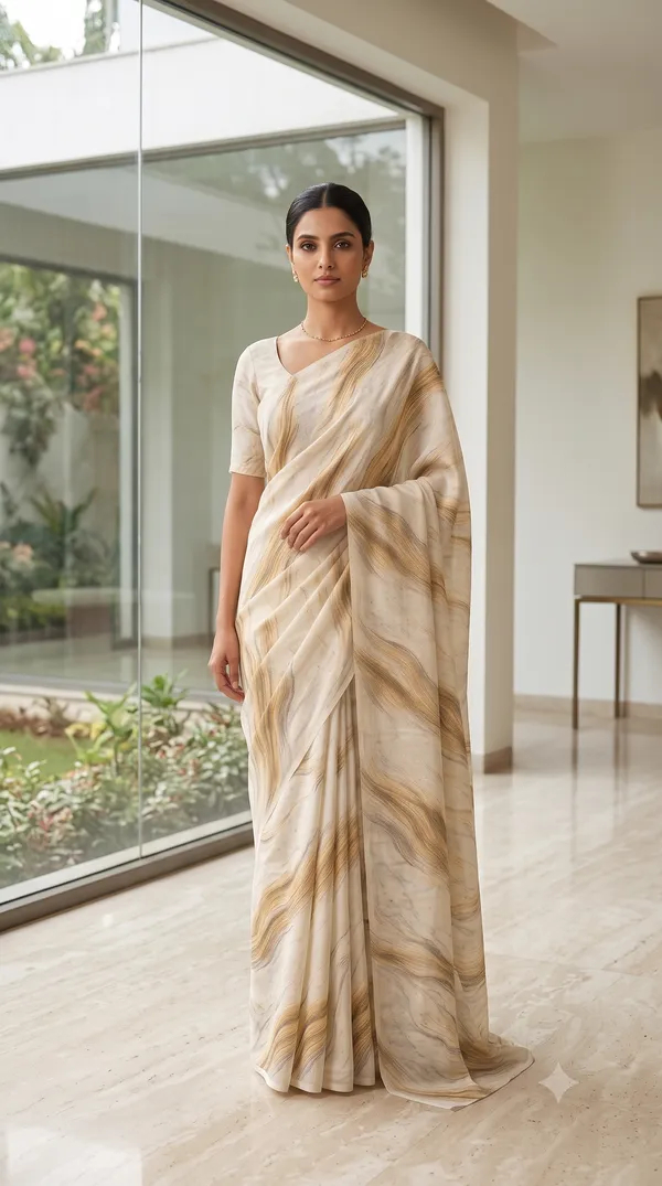 Cream_Printed_Saree_For_Women