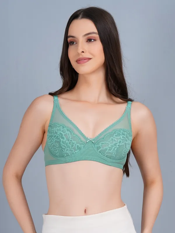 Blue_Nylon_Wired_Non-Padded_Bra_For_Women