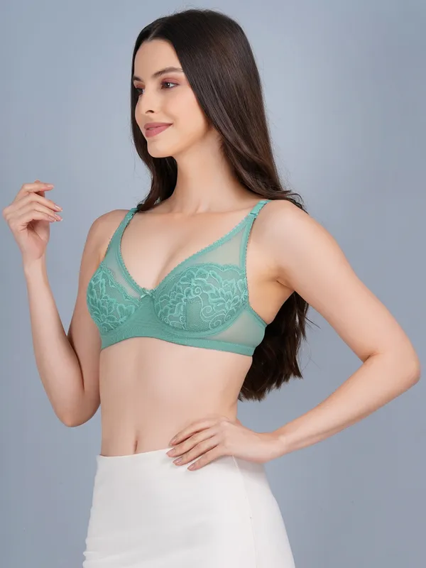 Blue_Nylon_Wired_Non-Padded_Bra_For_Women