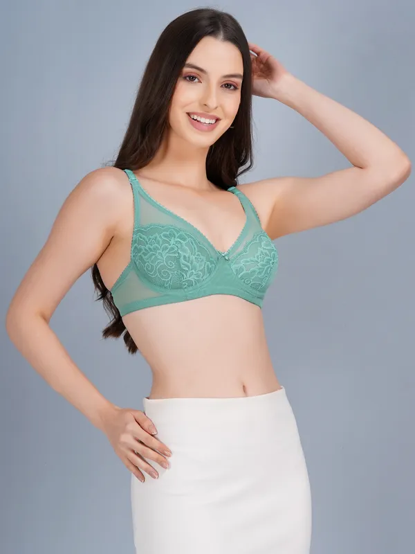 Blue_Nylon_Wired_Non-Padded_Bra_For_Women