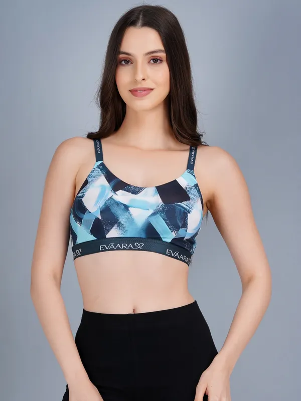 Blue_Nylon_Non-Padded_Non-Wired_Sports_Bra_For_Women