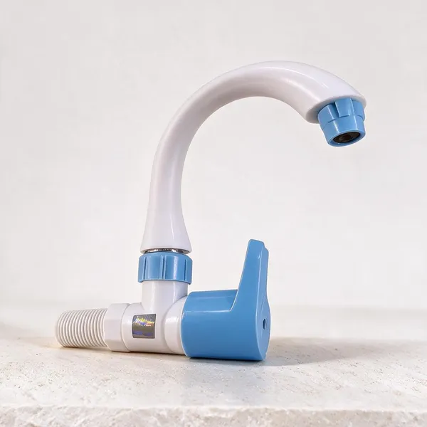White_And_Blue_Polypropylene_Random_Copolymer_(Ppr/Pprc)_Swan_Neck_Water_Tap_For_Kitchen_&_Bathroom
