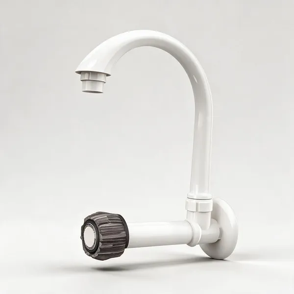 White_And_Black_Polypropylene_Random_Copolymer_(Ppr/Pprc)_Gooseneck_Wall-Mounted_Tap_For_Bathroom