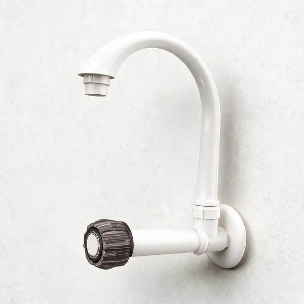 White_And_Black_Polypropylene_Random_Copolymer_(Ppr/Pprc)_Gooseneck_Wall-Mounted_Tap_For_Bathroom