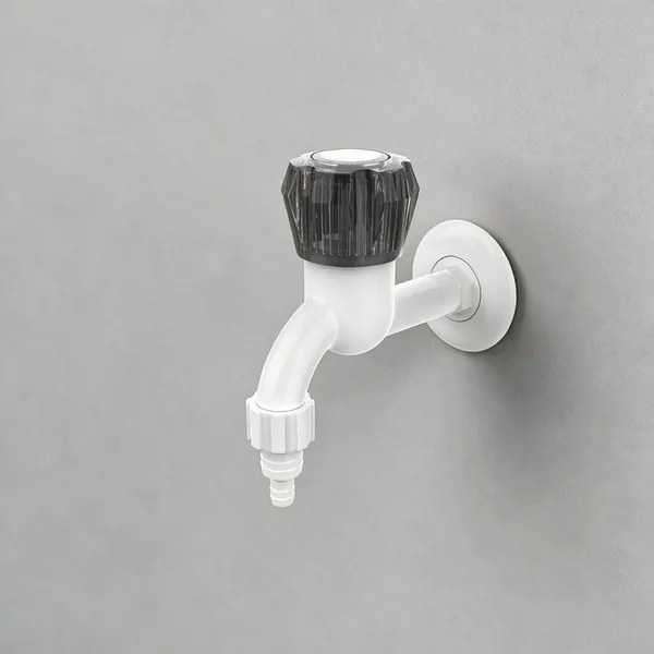 White_And_Black_Polypropylene_Random_Copolymer_(Ppr/Pprc)_Wall_Mounted_Bib_Tap_For_Bathroom_Pack_Of_2