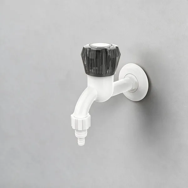White_And_Black_Polypropylene_Random_Copolymer_(Ppr/Pprc)_Wall_Mounted_Bib_Tap_For_Bathroom_Pack_Of_2