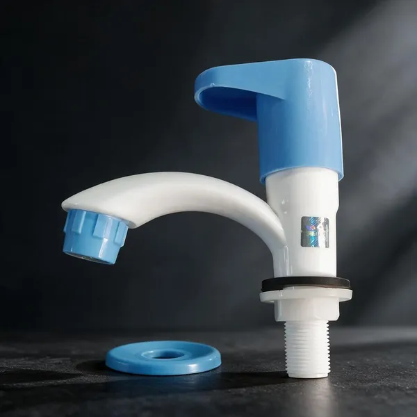 White_And_Blue_Polypropylene_Random_Copolymer_(Ppr/Pprc)_Swan_Neck_Single_Handle_Faucet_For_Bathroom_Pack_Of_2