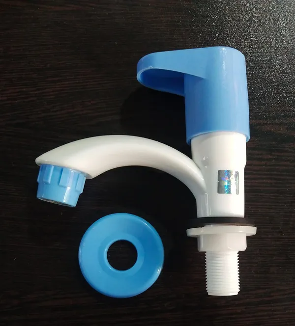 White_And_Blue_Polypropylene_Random_Copolymer_(Ppr/Pprc)_Swan_Neck_Single_Handle_Faucet_For_Bathroom_Pack_Of_2