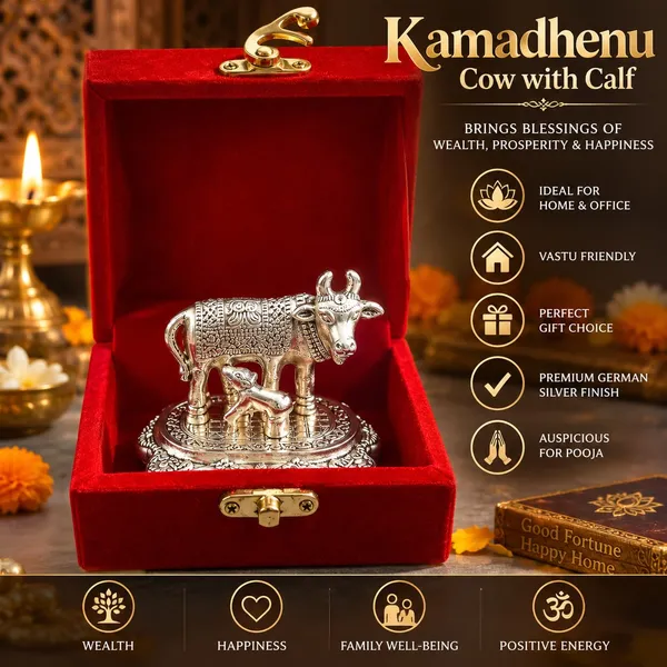 PREMIUM_QUALITY_German_Silver_Kamdhenu_Cow_with_Calf_Idol_|_Vastu_Gau_MATA_