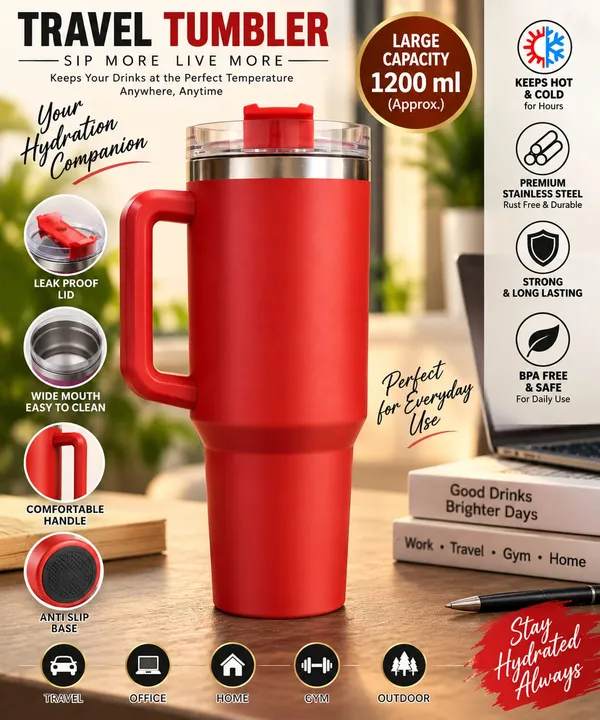 Premium_1200_ml_Travel_Tumbler_with_Handle,_Stainless_Steel_Inner,_Leak-Resistant_Sliding_Lid,_Hot_&_Cold_Drink_Cup_for_Home,_Office,_Gym_&_Travel_–_RED