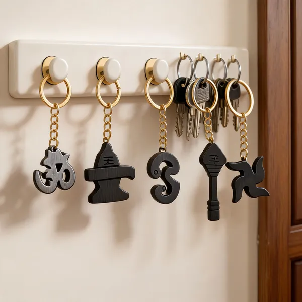 Black_Metal_Wood_Religious_Symbol_Keychains_Set_Of_5