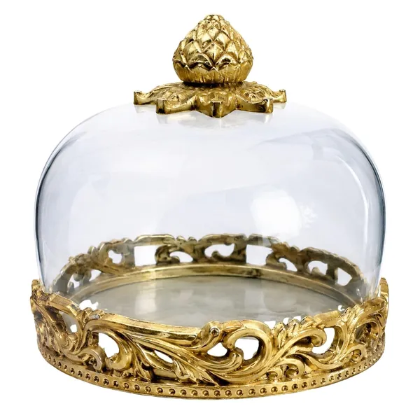 Aluminium_Decorative_Display_Dome_With_Transparent_Cover_Multipurpose_Serving_Display_Stand_Gold_Finish