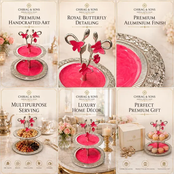 2_Tier_Decorative_Serving_Tray_Stand_With_Butterfly_Design_Metal_Enamel_Finish_Serving_Platter_For_Cupcakes_Sweets_Dry_Fruits_Snacks_Tea_Parties_Home_Decor_Gifting