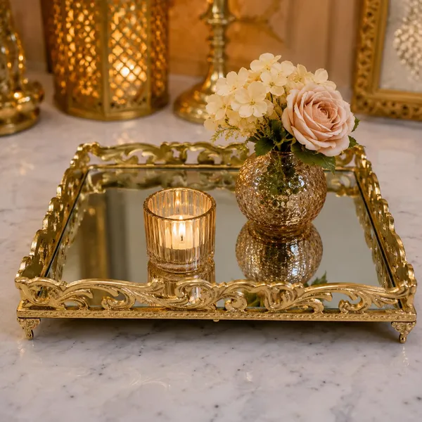 Decorative_Gold_Mirrored_Serving_Tray_With_Metal_Frame_Vanity_Organiser_For_Perfume_Jewellery_Cosmetics_Coffee_Table_And_Home_Decor