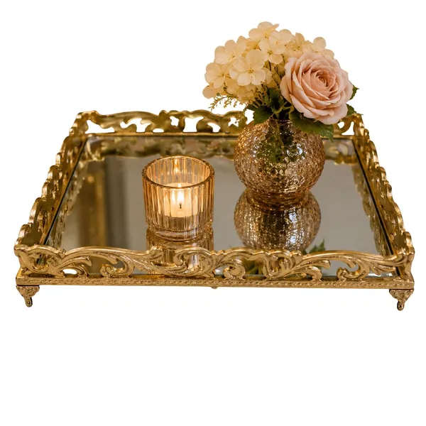 Decorative_Gold_Mirrored_Serving_Tray_With_Metal_Frame_Vanity_Organiser_For_Perfume_Jewellery_Cosmetics_Coffee_Table_And_Home_Decor