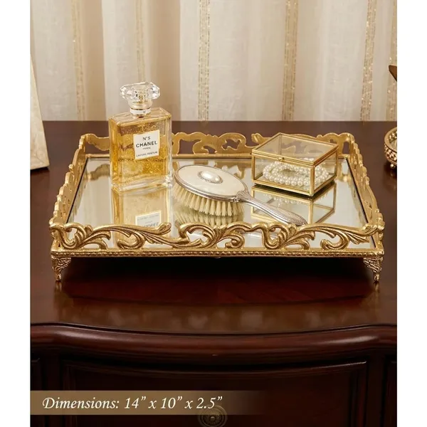 Decorative_Gold_Mirrored_Serving_Tray_With_Metal_Frame_Vanity_Organiser_For_Perfume_Jewellery_Cosmetics_Coffee_Table_And_Home_Decor
