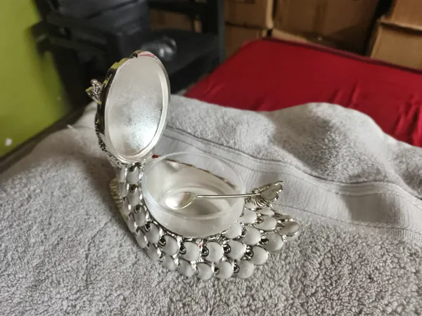 Silver-Tone_Peacock_Design_Serving_Bowl_With_Spoon