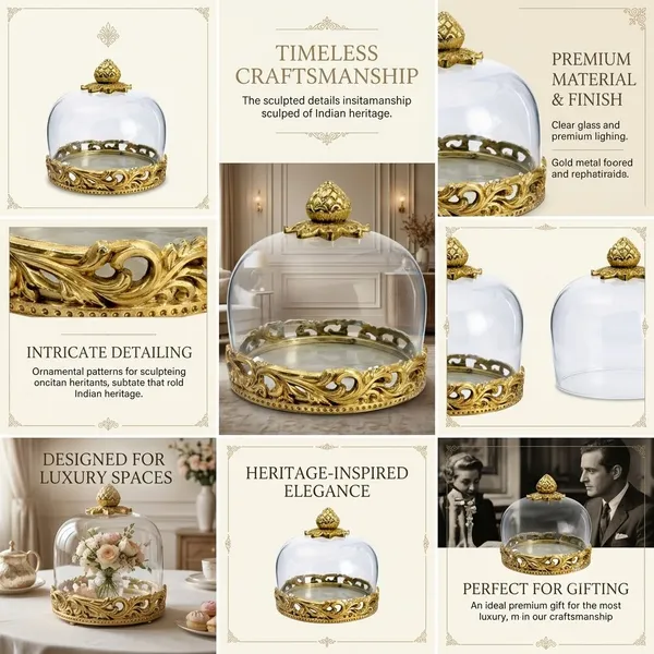 Aluminium_Decorative_Display_Dome_With_Transparent_Cover_Multipurpose_Serving_Display_Stand_Gold_Finish
