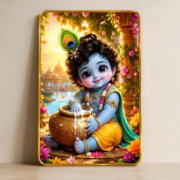 Devotional_Krishna_Floral_Artwork_Framed_Wall_Decor