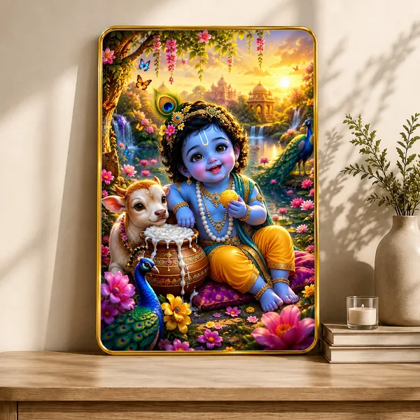Religious_Krishna_Floral_Print_Decorative_Wall_Art
