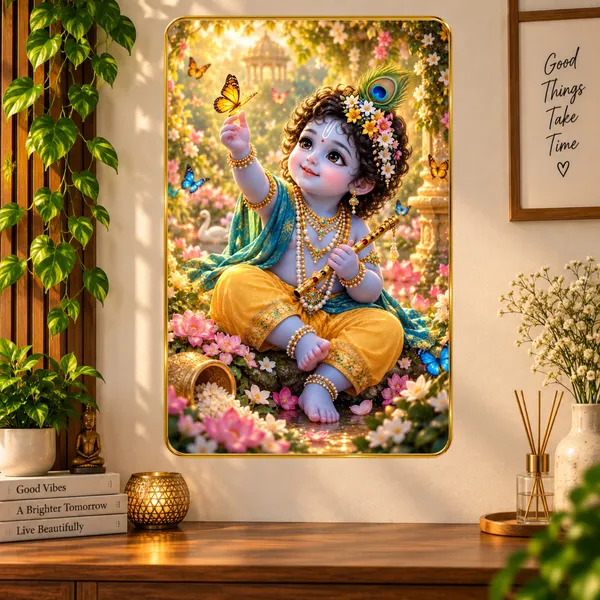 Printed_Floral_Krishna_Wall_Art_Painting
