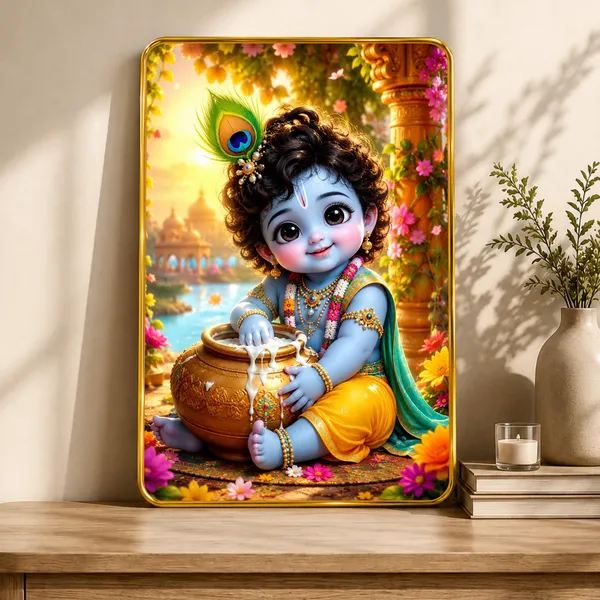 Devotional_Krishna_Floral_Artwork_Framed_Wall_Decor