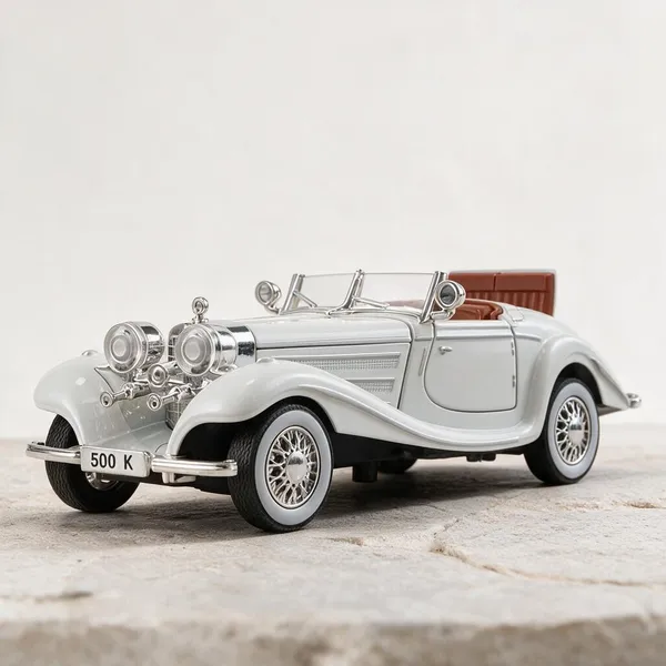 White_Alloy_Pull_Back_Vintage_Toy_Car
