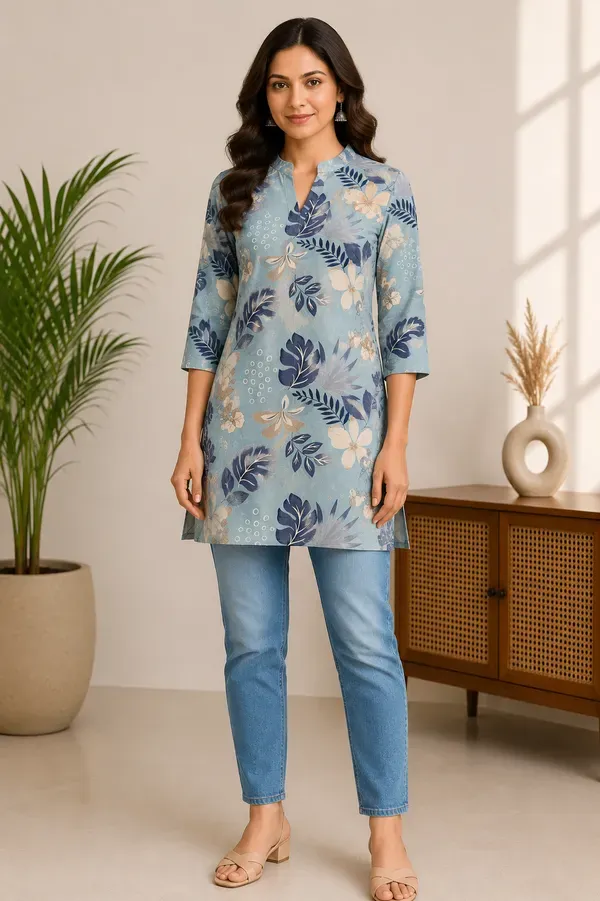 Blue_Mull_Cotton_Short_Kurti_Fabric_For_Women_Unstitched