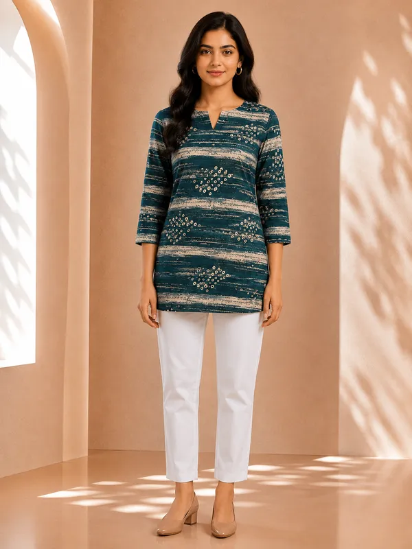 Green_Glace_Cotton_Short_Kurti_Fabric_For_Women_Unstitched