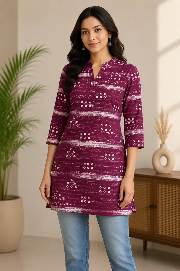 Magenta_Glace_Cotton_Short_Kurti_Fabric_For_Women_Unstitched