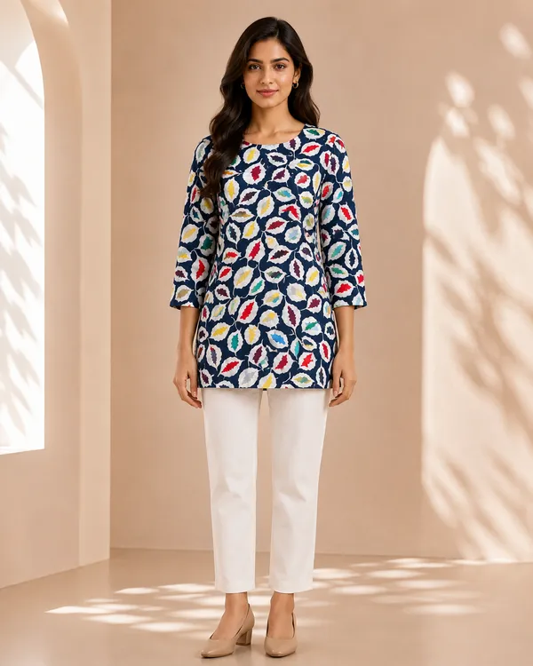 Navy_Blue_Soft_Muslin_Short_Kurtis_Fabric_For_Women_Unstitched